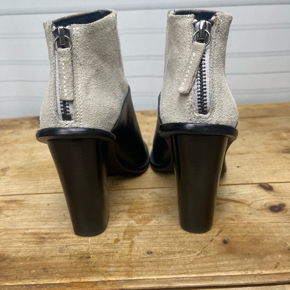 Tibi Black and Cream Two-Tone Open-Toe Ankle Booties - Picture 4 of 15